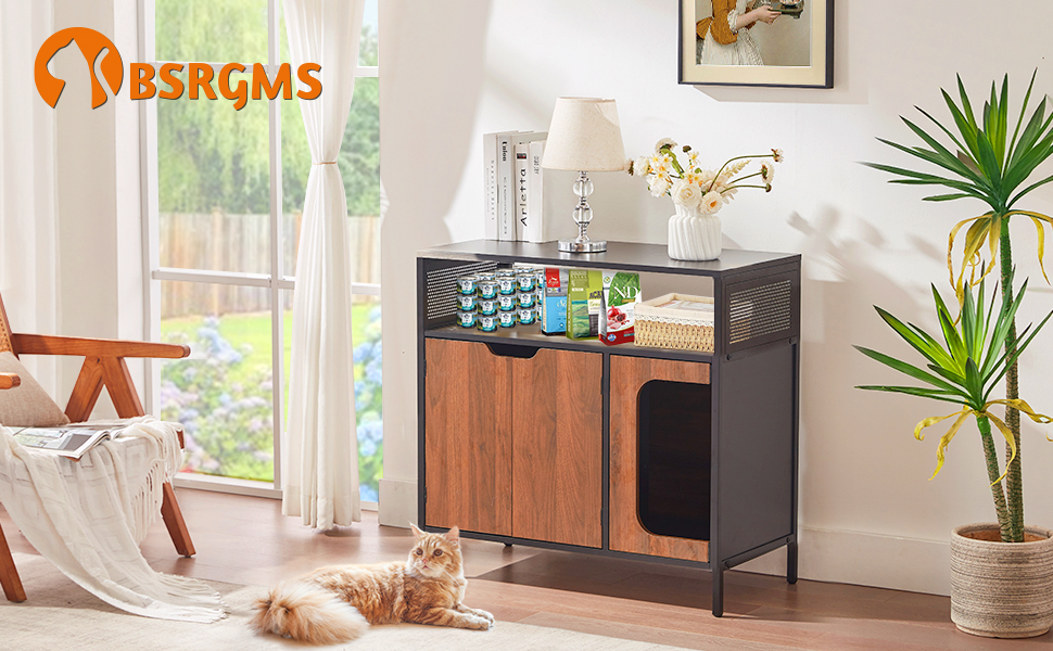 BSRGMS Large Cat Litter Box Enclosure Furniture Hidden