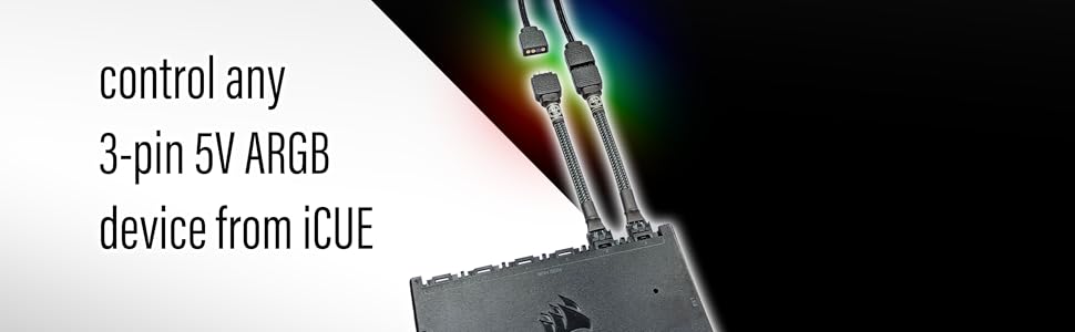 Example of the adapters being used with a Corsair Commander Core RGB controller