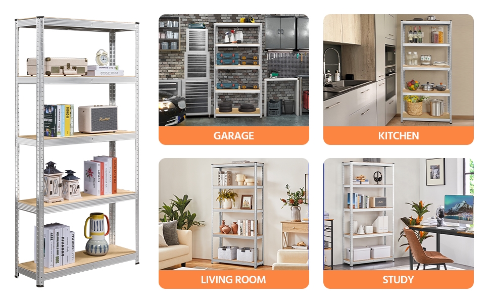 Topeakmart 5Tier Utility Shelves, Metal Storage Shelves