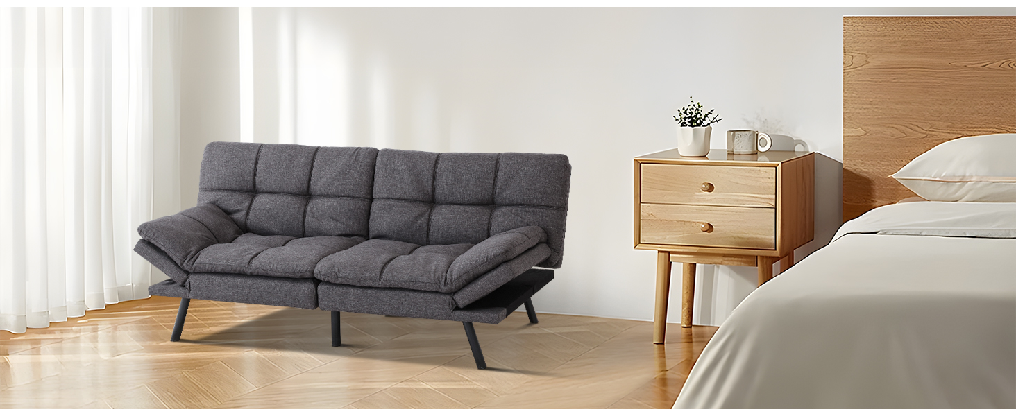 MUUEGM Futon Sofa Bed, Adjustable Futon Couch,Memory Foam