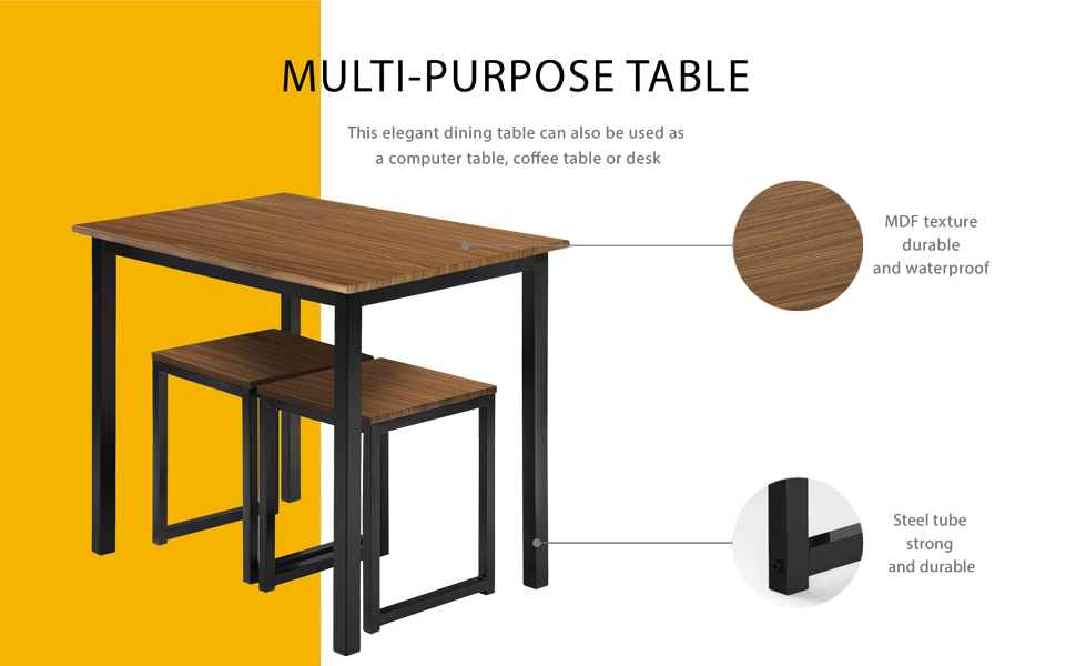 3 Piece Dining Set Small Dining Table Set for 2 Kitchen Breakfast Table