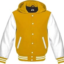 GOKTOG Hooded Varsity Jacket Women, Baseball Letterman Wool