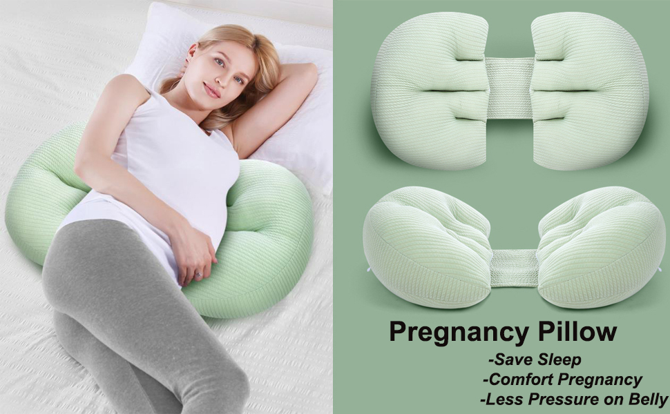 Pregnancy Pillow for Pregnant Women Side Sleeper, Soft Adjustable Double Wedge Body