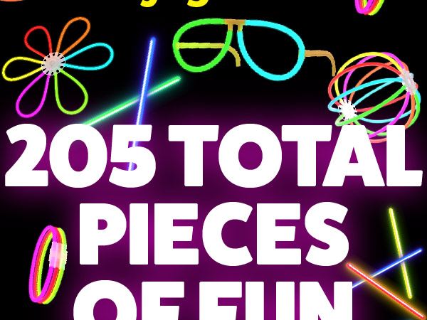 100 GLOW STICKS AND 105 CONNECTORS