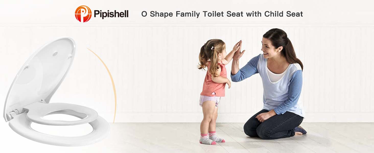 Pipishell Soft Close Toilet Seat with Removable Child Seat, Quick