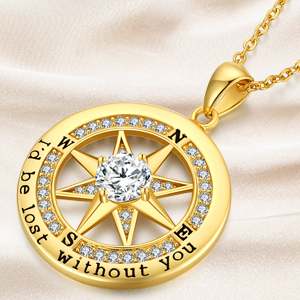 300-2 compass necklace diamond gemstone gold