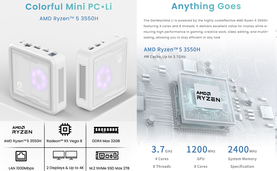 Ryzen 5 3550H ミニPC DDR4 16GB+256G Amazon.com: GenMachine Desktop Computers Mini PC - AMD Ryzen