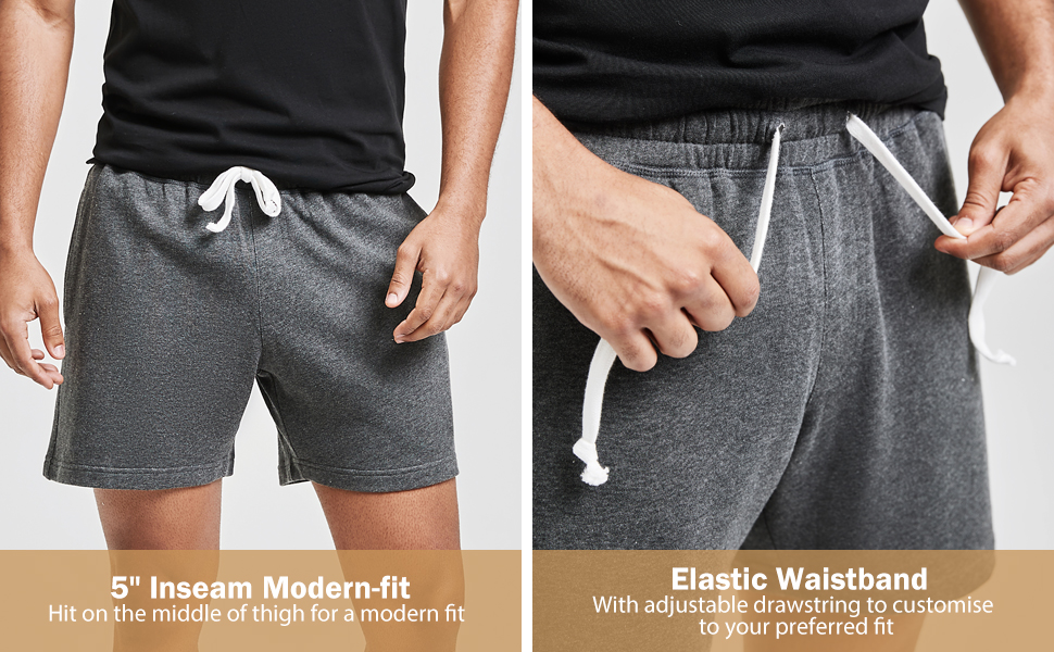 MaaMgic Mens Athletic Gym Shorts 5.5" Elastic Waist Casual Sweat Shorts