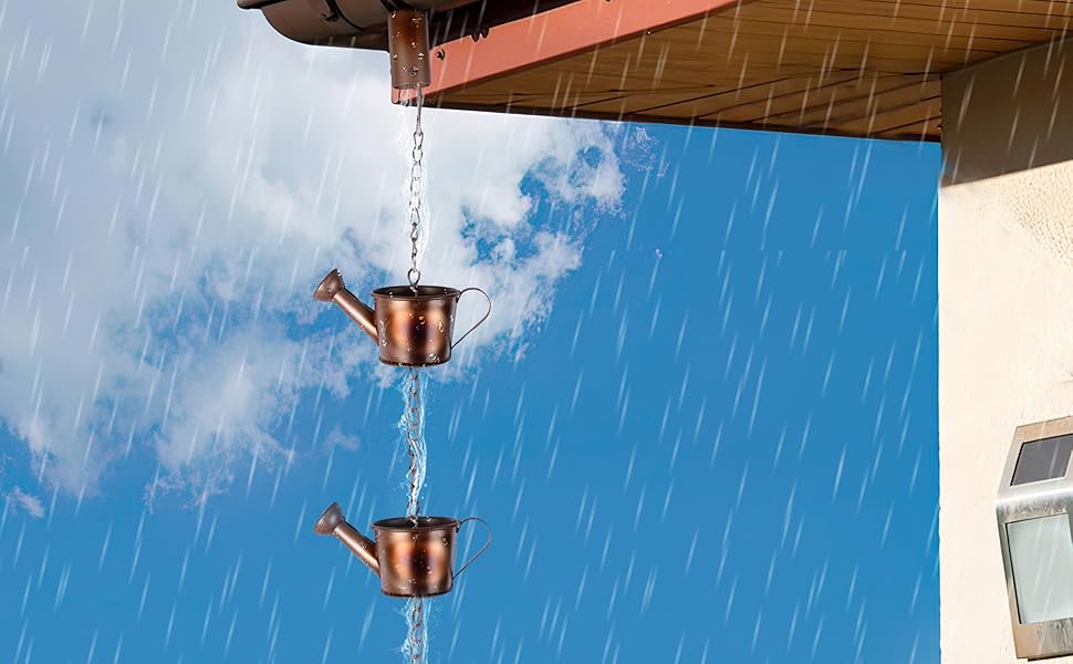 8.5ft Rain Chain, Rain Chains for Gutters, Copper Plated