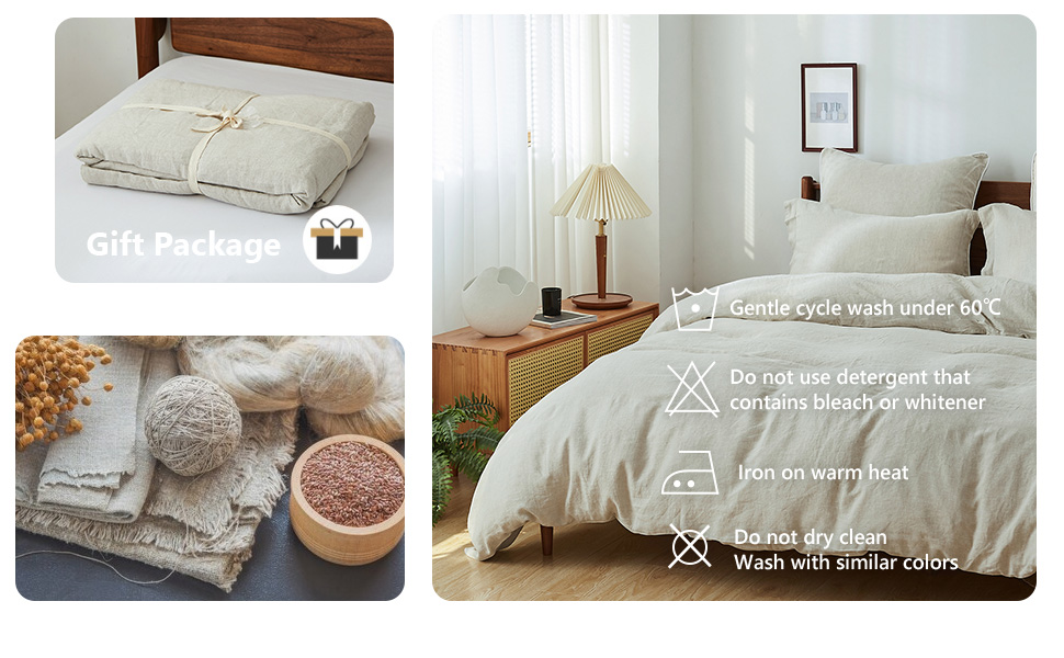 100% linen bedding with stone washed