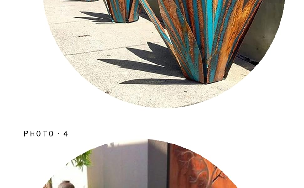 2Pcs Tequila Rustic Sculpture Blue Metal Agave Plant Figurines Decor