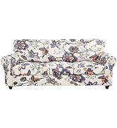 SearchI Stretch Sofa Cover Printed Couch Cover, Floral Pattern 4 Pieces Sofa Slipcover with 3 Sep...