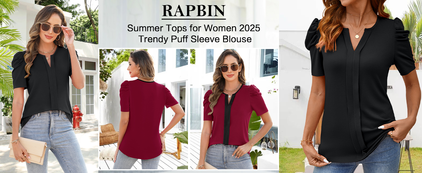short sleeve shirts for women v neck t shirts for women puff sleeve tops for women