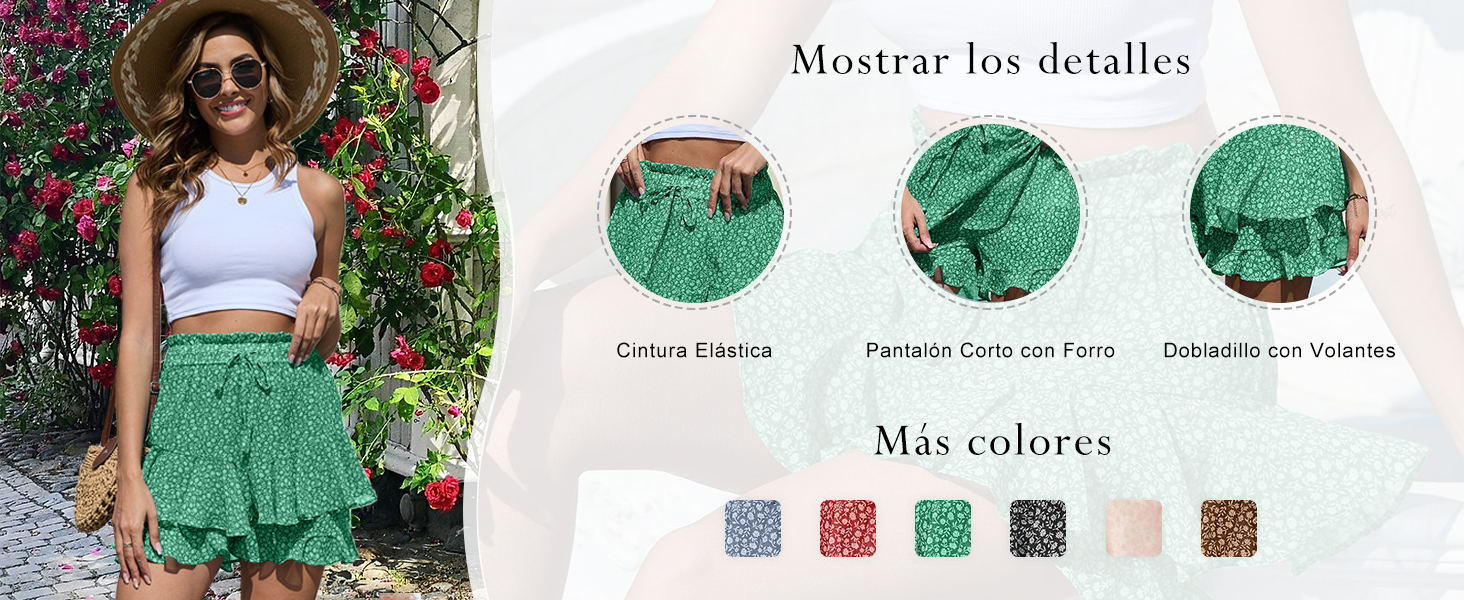 Pantalones Cortos Mujer Verano Volante Shorts