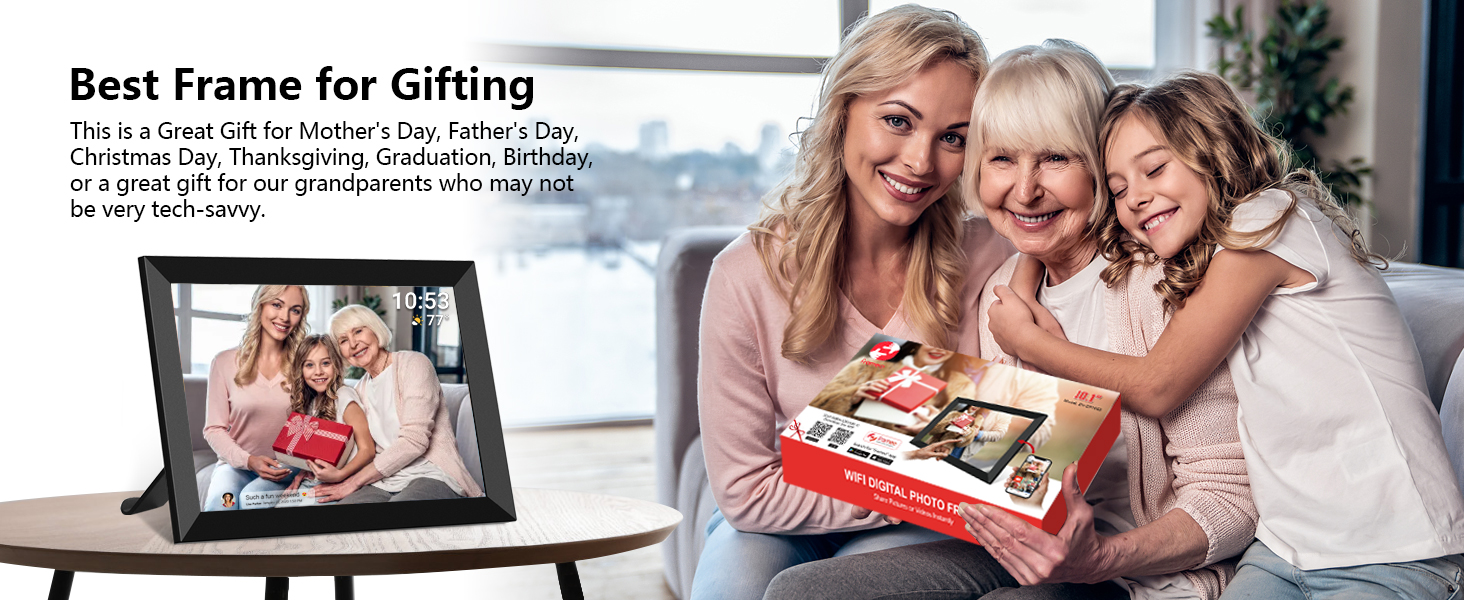 𝟯𝟮𝗚𝗕 FRAMEO Digital Photo Frame, 10.1" WiFi Digital Picture Frame with