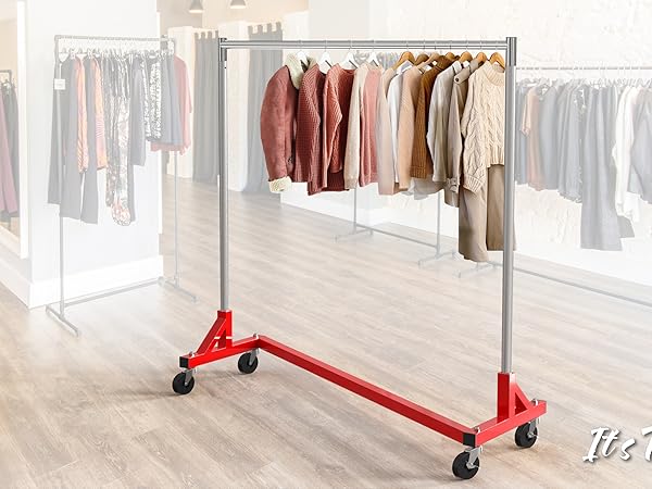 HOUSE INDUSTRIES カリモク　シェルフ VEVOR Z Rack, Industrial Grade Z Base Garment Rack, Rolling