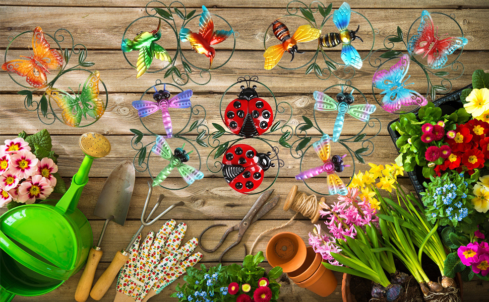 ASAKOKEA Metal Wall Decor Cute Dragonfly Metal Yard Art