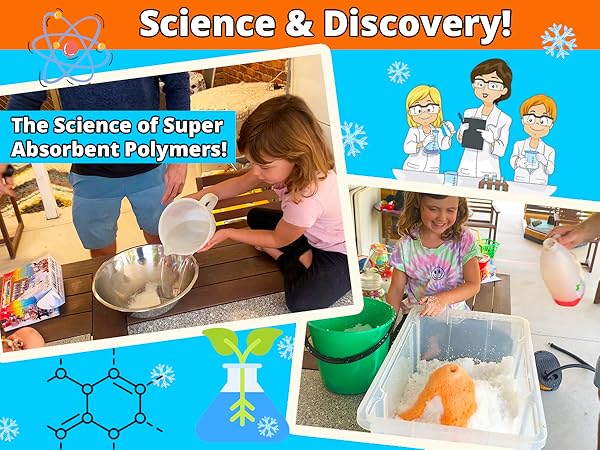 Instant snow super absorbent polymers science ideas with fake snow
