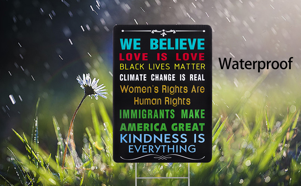 WaaHome We Believe Yard Sign with Metal Wire HStakes, 12