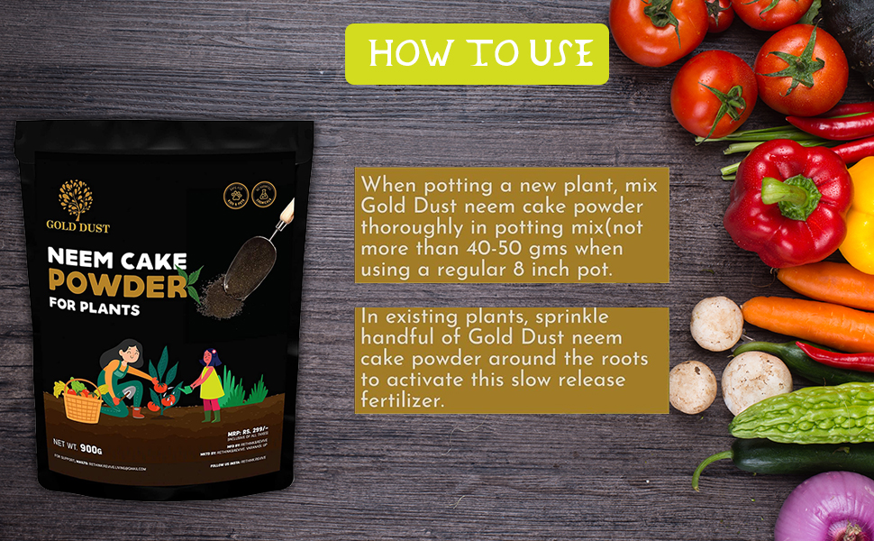 Gold Dust Neem Cake Powder For Plants. Neem Khali, Plant Food, Neem Powder For Plants (0.9kg