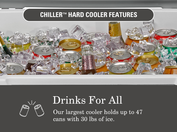 drinks for all cooler ice snacks food family friends carry summer tent tailgate hike camp boat cans