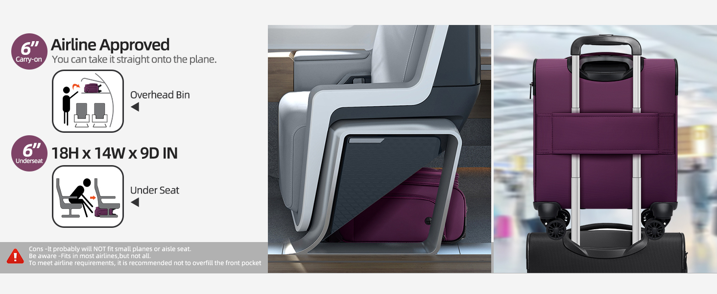 TIAWOLT Underseat Carry On Luggage With Large Capacity Main Bag