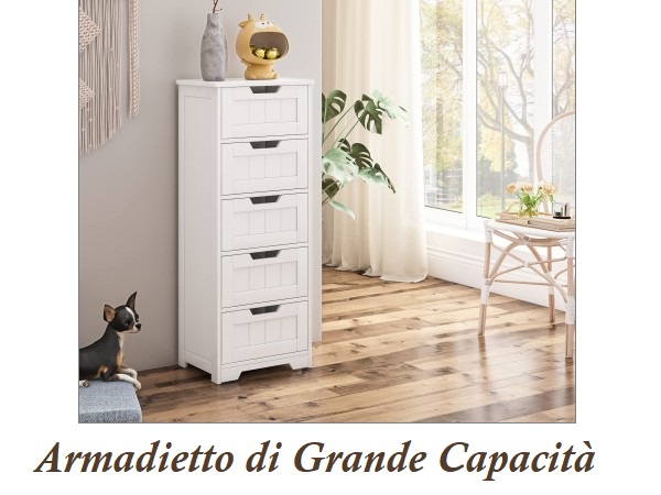 Mobiletto Bagno Sospeso In Legno E Vetro - Bianco, 63x12x48 Cm