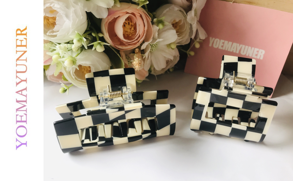 yoemayuner hair claw hair clip checker 1