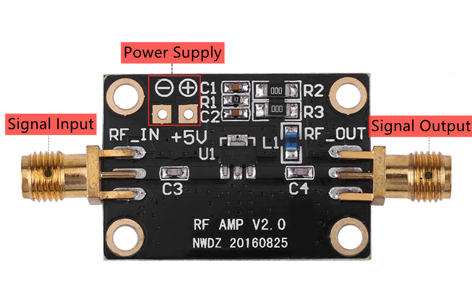 Oumefar RF Low Noise Amplifier, 1 Channel, 0.014GHZ, 21dB Gain, 39