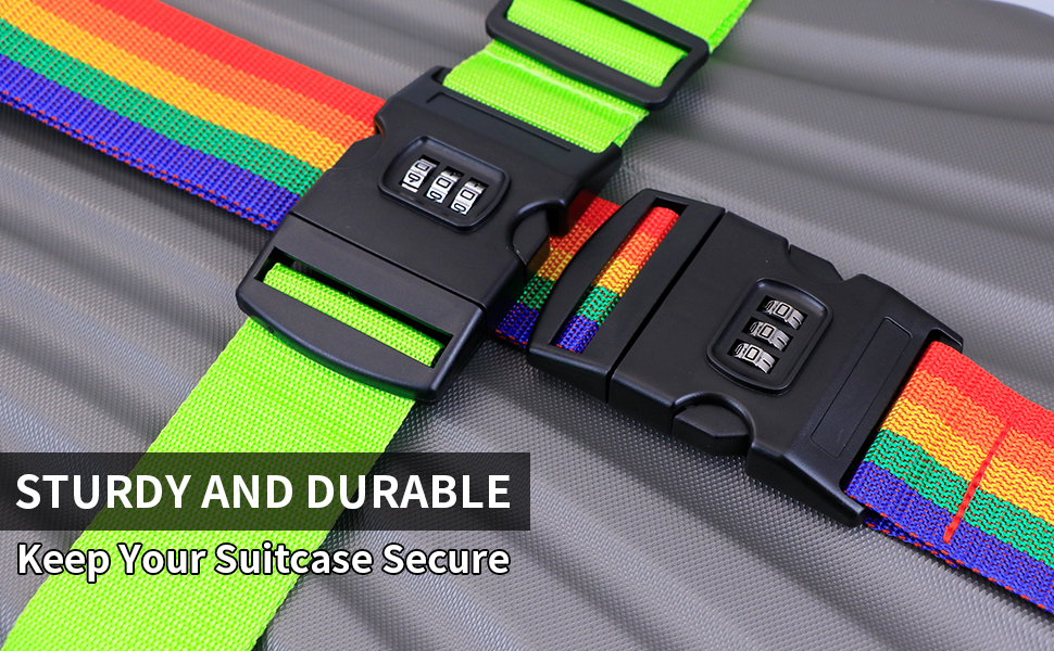 Personalised Luggage Straps with Locks for Suitcases, 2 Pack Custom