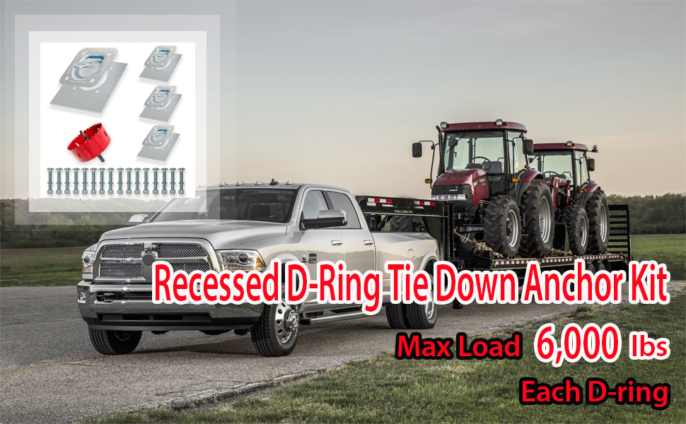 recessed trailer d ring tie down with backing plate