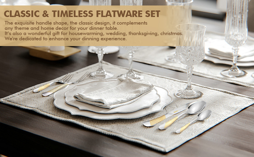 CTCCORC 40Piece Silverware Set, Luxury Gold Silverware Kitchen