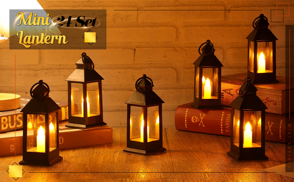 Hoolerry 24 Set Vintage Lanterns with Flickering LED