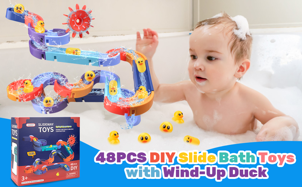 Balls Track Game Shower Water Slide with Suction Cups Water Toys for Toddlers