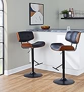LumiSource Lombardi Adjustable Bar Stool, Black Bar Stools, Bar Chairs, Swivel Bar Stools, Bar St...