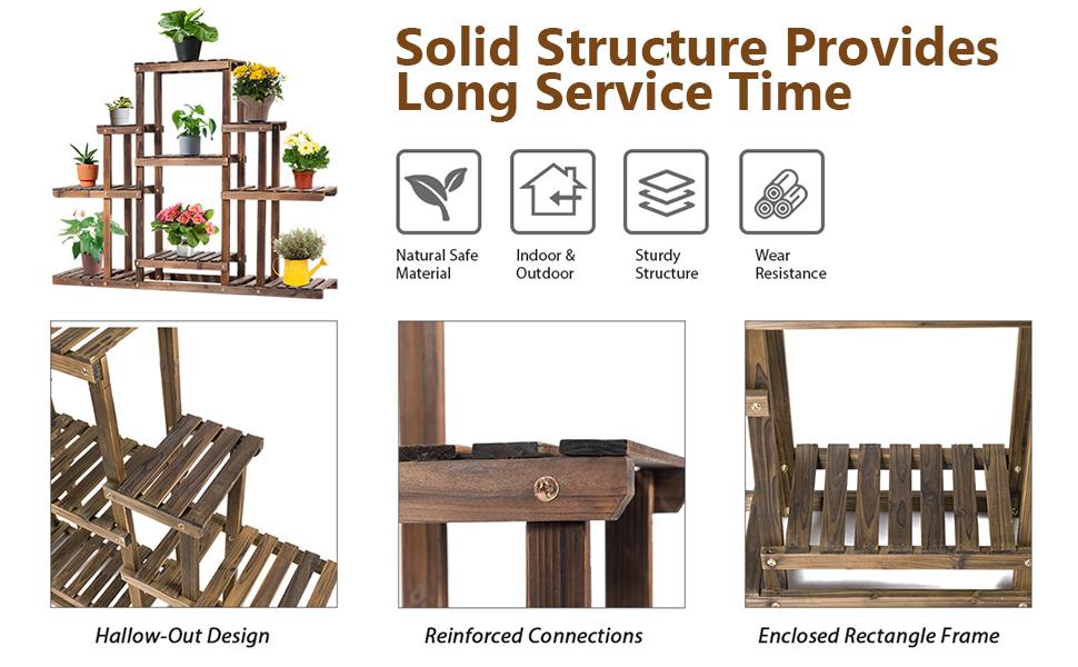 Wood Plant Stand Wood Shelves