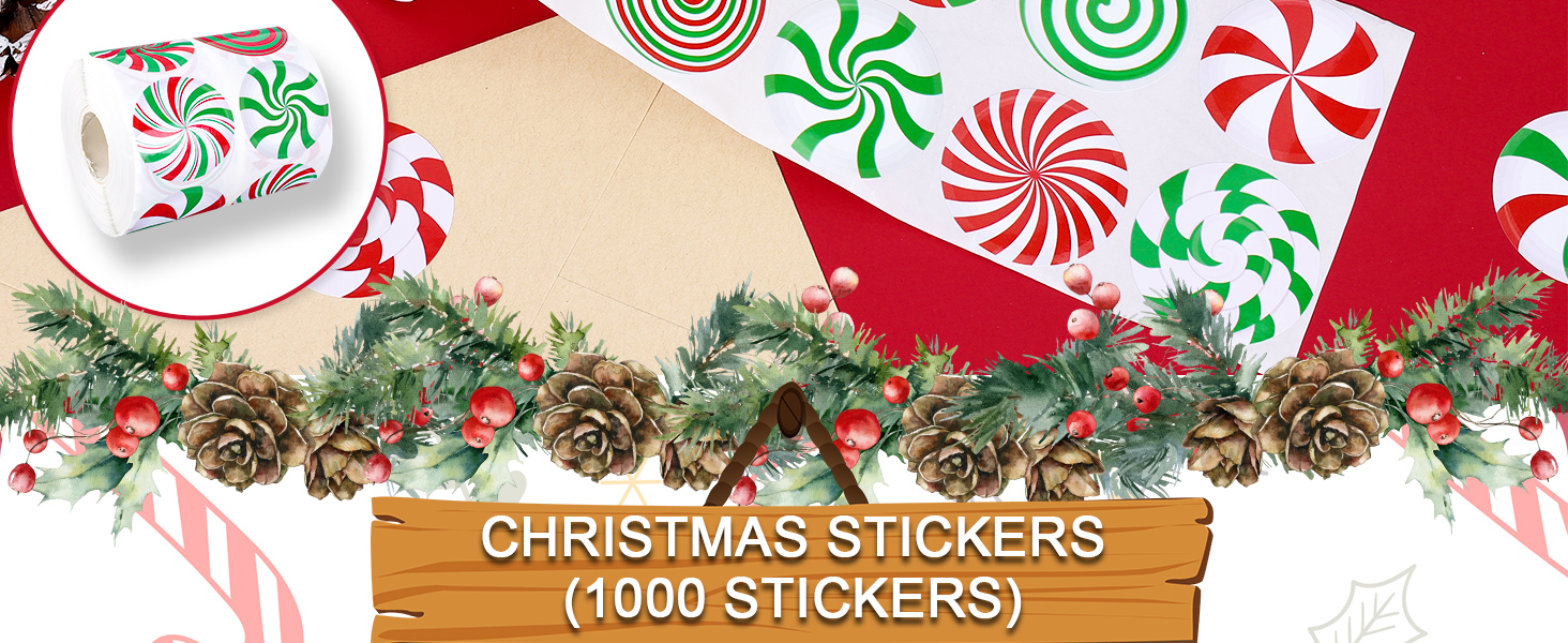 1000Pcs Christmas Candy Theme Stickers Roll