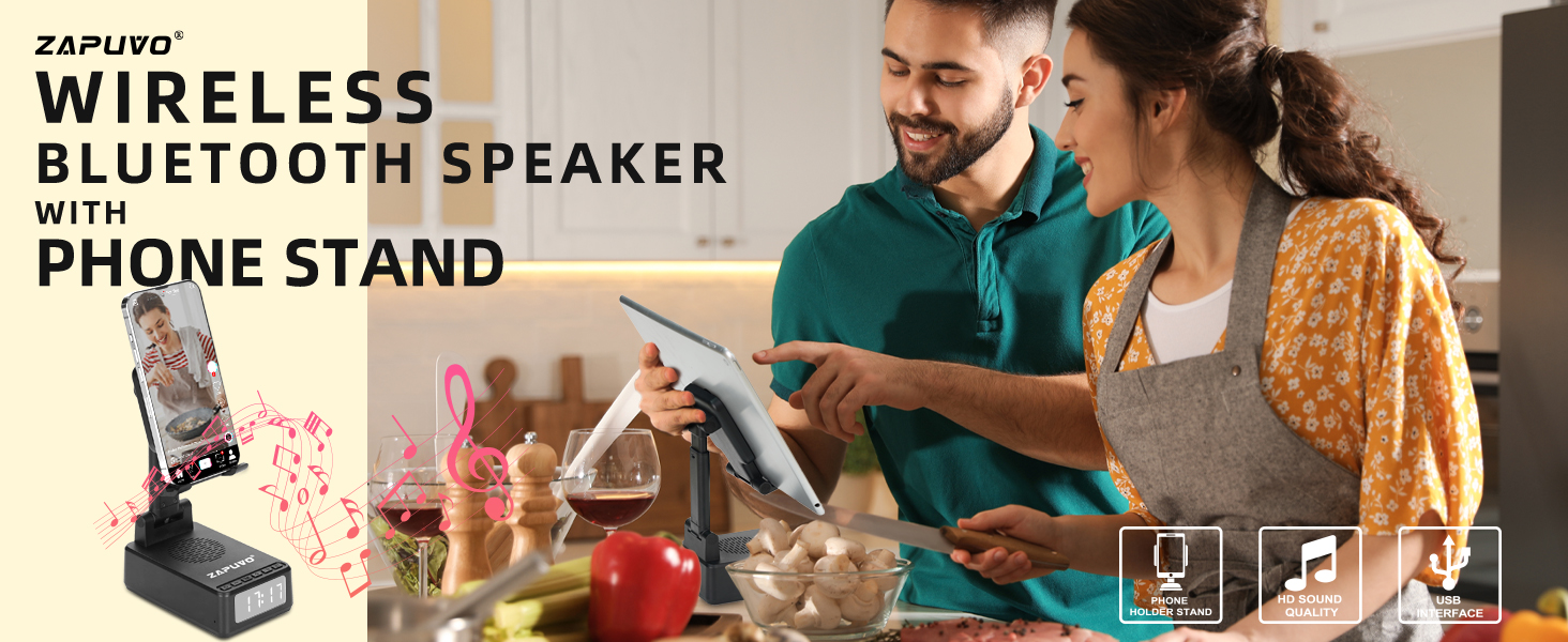 zapuvo phone stand with bluetooth speaker