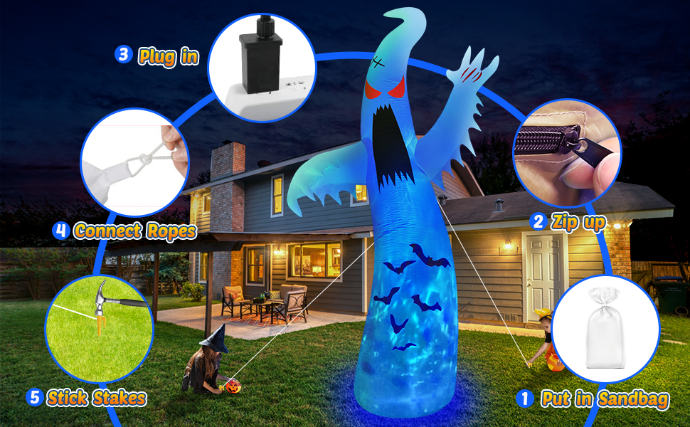 12FT Giant Halloween Inflatables Ghost Outdoor Decorations