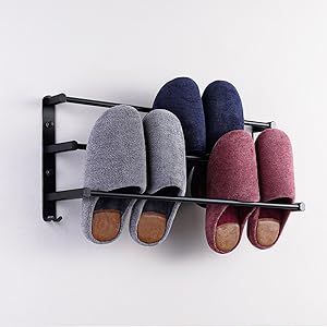 KES Toallero Negro de 3 Niveles para Baño con Ganchos Toallero de Pared para Baño y Cocina, BTH400S60DG-BK