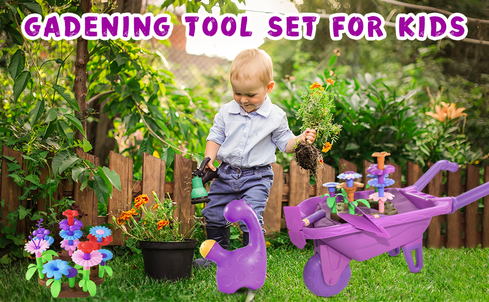 Qtioucp 16Pcs Kids Gardening Tools Outdoor Toys Set