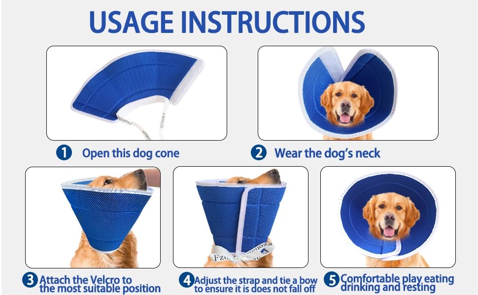 Fzonsh Extra Soft Dog Cone Alternative After Surgery, Lightweight Breathable Dog