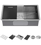 DELTA FAUCET DELTA Rivet 32-Inch Workstation Kitchen Sink Undermount 16 Gauge Stainless Steel Sin...