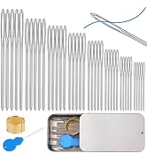 TLKKUE 100/40 Pcs Large-Eye Blunt Needles, Tapestry Needle with Needle Threader Thimble, Stainles...