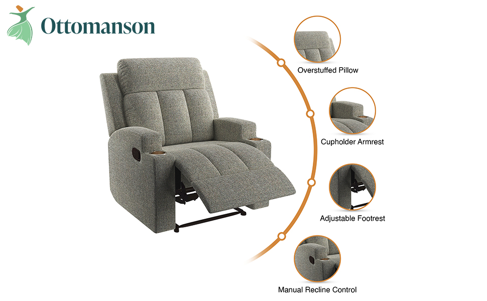 Ottomanson Easy Assembly, Living Room Recliner Back Support