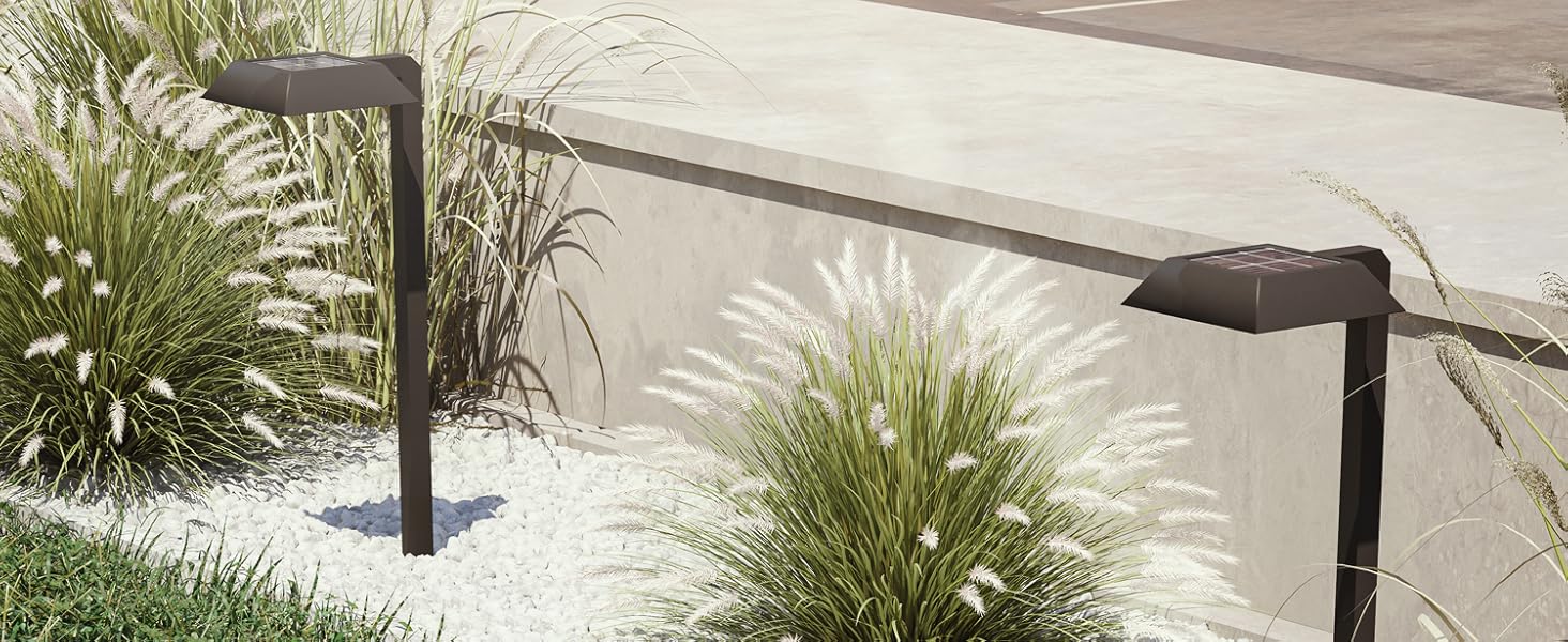 LampLust Black Solar Outdoor Lights Pathway 4 Pack Stainless Steel