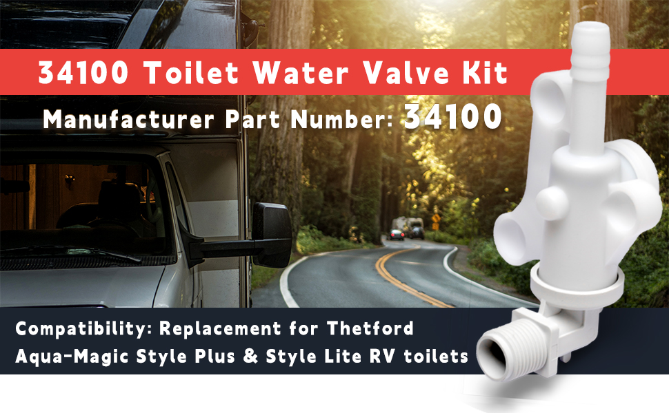 Dusledel 34100 Toilet Water Assembly Valve Kit Replacement for Thetford AquaMagic