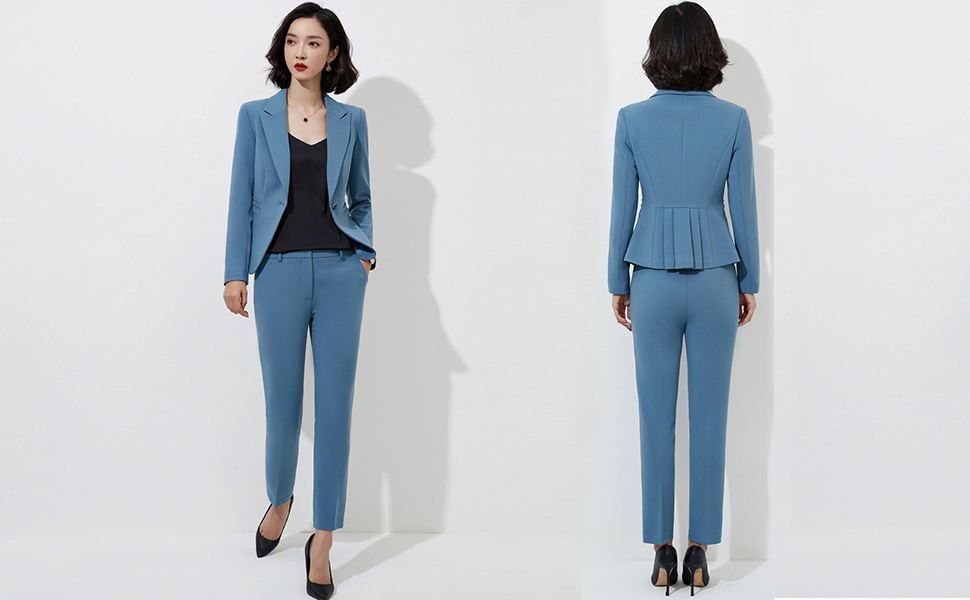 Amazon おしゃれ 上質 人気 パンツスーツ レディース セットアップ 2点セット 上下セット 洗える 通勤 ビジネススーツ オールシーズン スーツ 仕事 事務服ol 卒業式 スーツ パンツ Ladies Suit パンツスーツ 通販