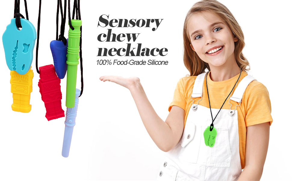 Panny & Mody Chew Necklace for Boys and Girls, Silicone Sensory Chew