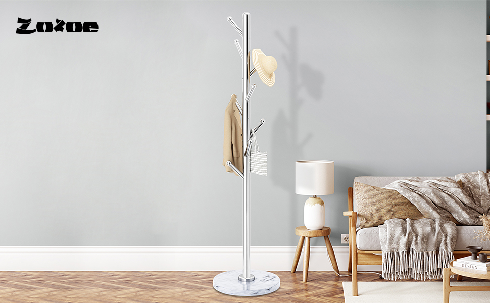 ZOZOE Metal Coat Rack, Solid 201 Stainless Steel Coat Rack